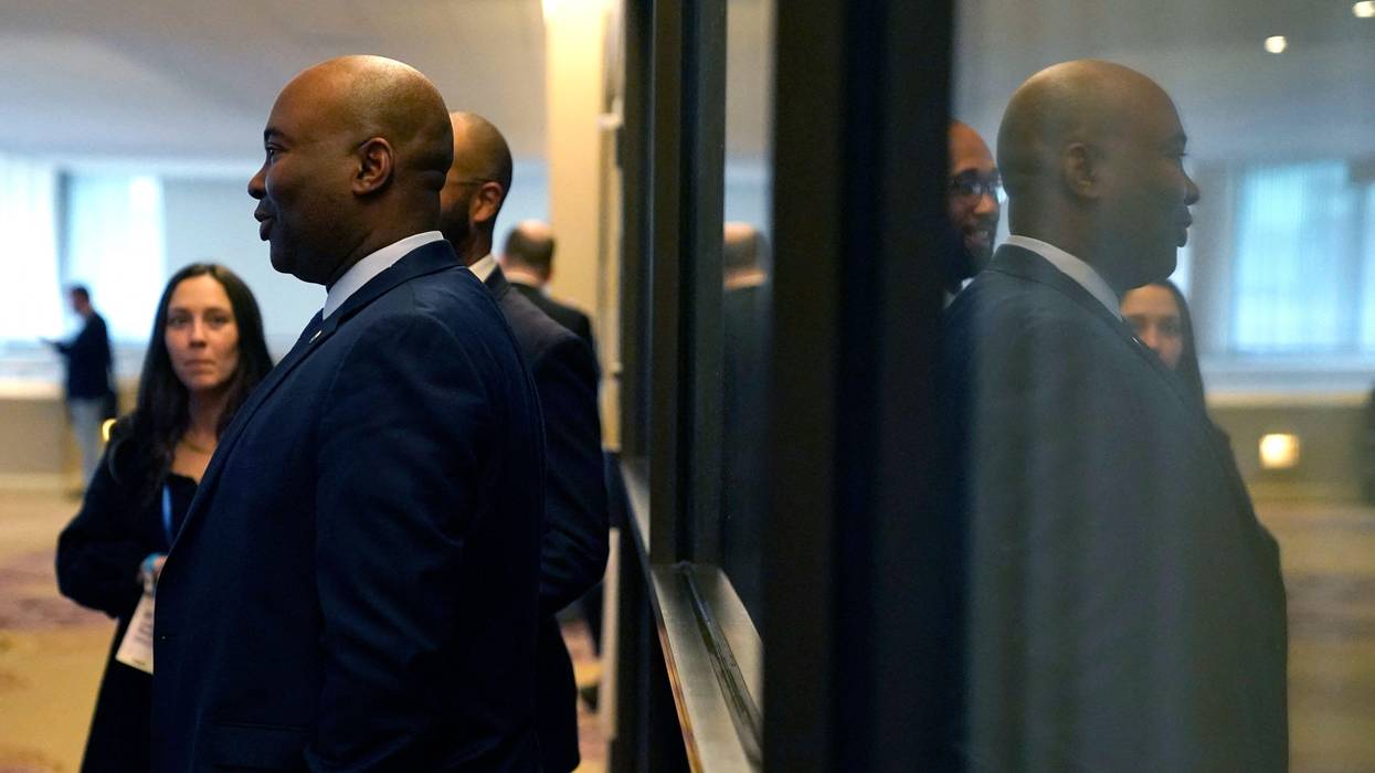 DNC Chair Jaime Harrison appears at the committee's winter meeting