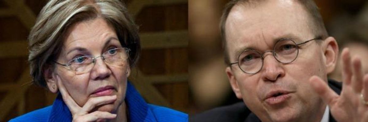 After Mulvaney Admitted Selling Access to Lobbyists in Congress, Warren Wants to Know If He's Doing the Same at CFPB