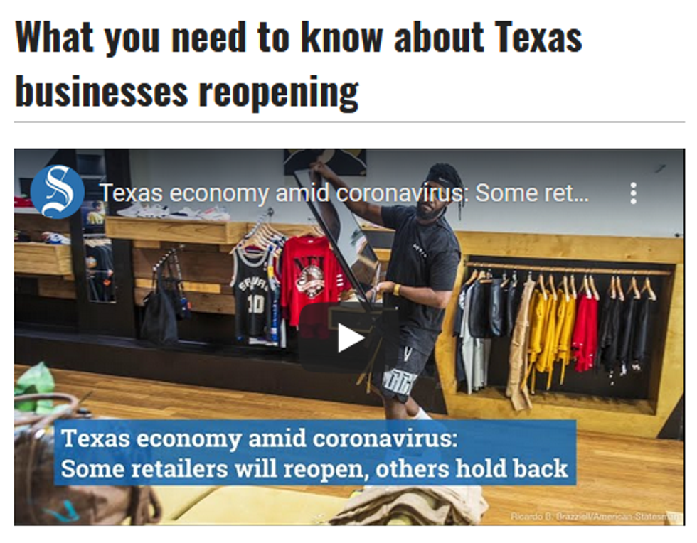 Do you need to know whether independent health experts think this is a good idea? Apparently not (Austin American Statesman, 5/1/20)