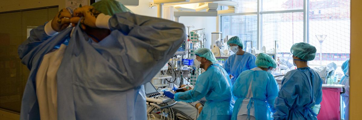 Doctors and nurses at a hospital in Germany.