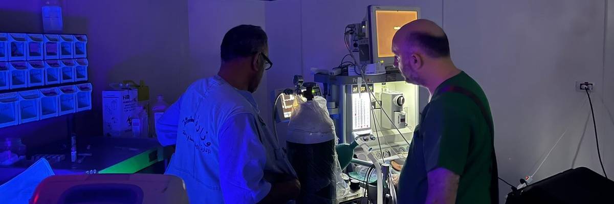 Doctors work in Indonesian Hospital in Gaza after a blackout