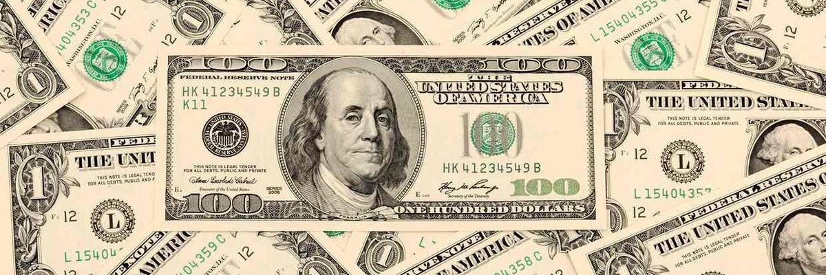 Dollar bills and a $100 bill