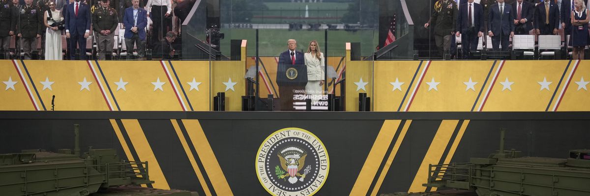 Donald and Melania Trump at the U.S. Army parade.