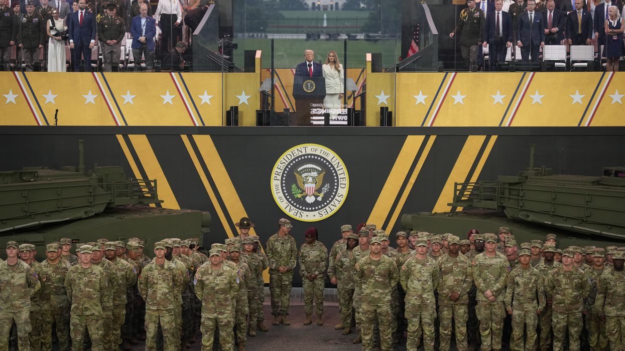 Donald and Melania Trump at the U.S. Army parade.