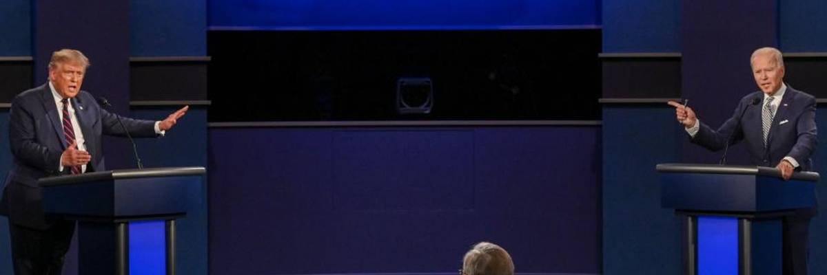 Donald Trump and Joe Biden debate in 2020.