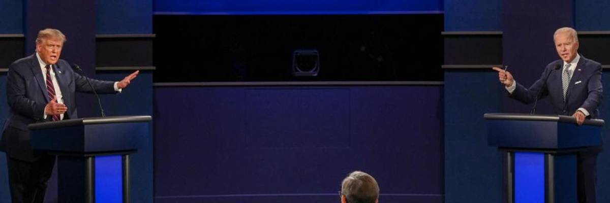 Donald Trump and Joe Biden debate in 2020.