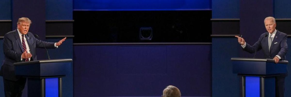 Donald Trump and Joe Biden debate in 2020.