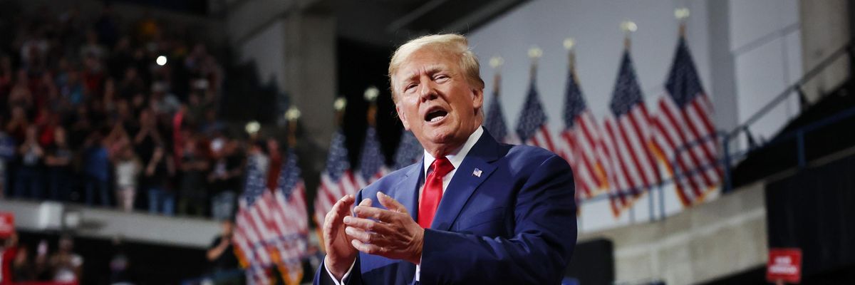 Donald Trump appears at a rally