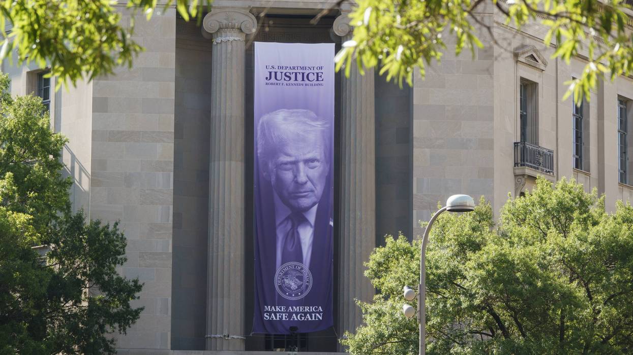 Donald Trump Banner At U.S. Department of Justice Building