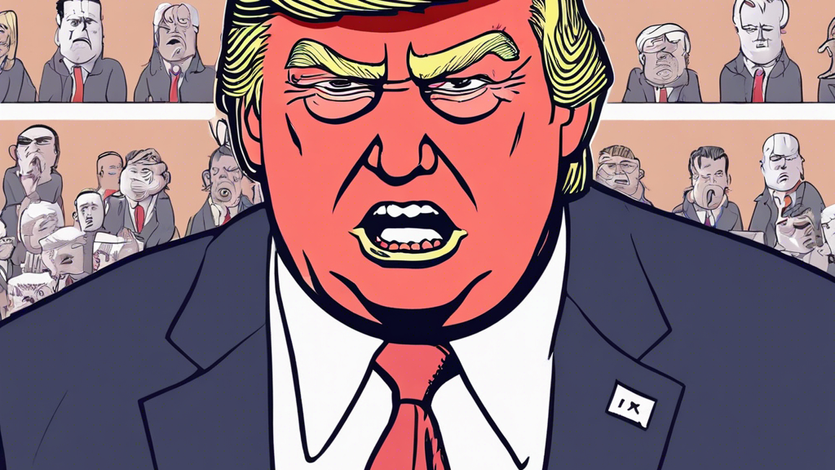 Donald Trump depicted as orange-faced bully in this cartoon.​