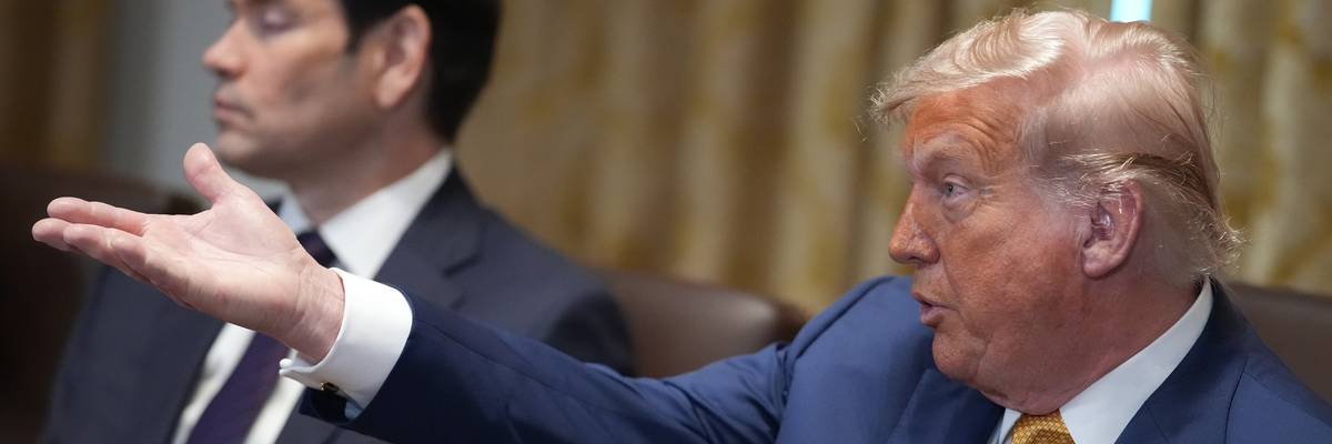 Donald Trump gestures.