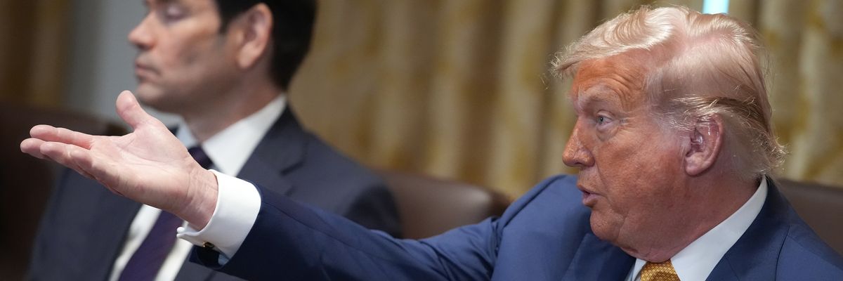 Donald Trump gestures.