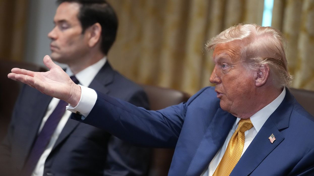 Donald Trump gestures.