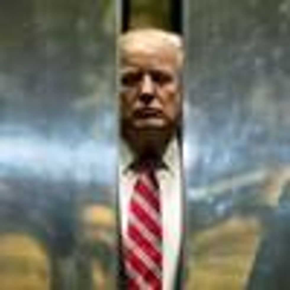 Donald Trump heads back into the elevator at Trump Tower on January 16, 2017 in New York City.