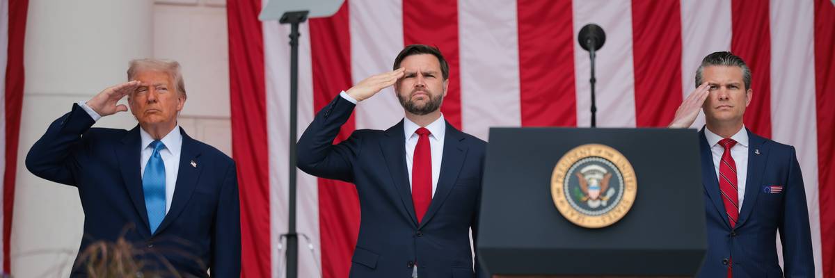 Donald Trump, JD Vance, and Pete Hegseth salute on Memorial Day.