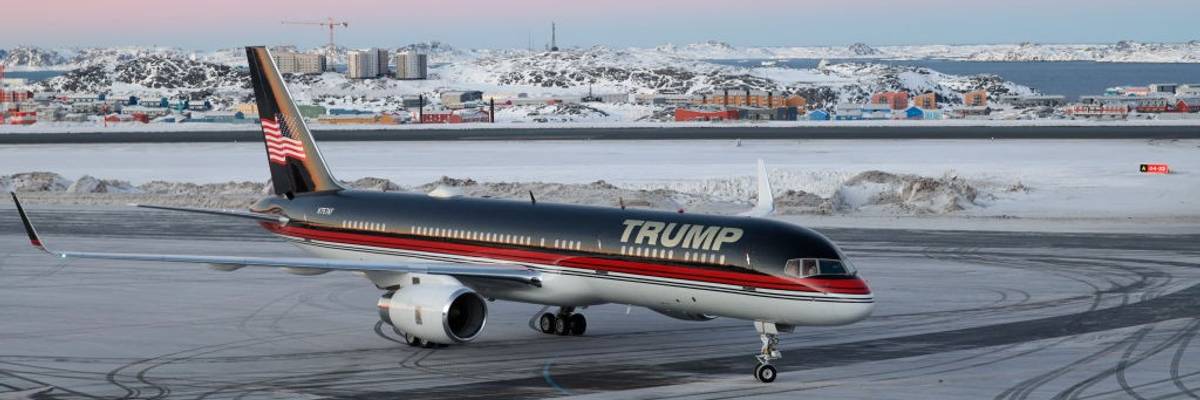 Donald Trump Jr.'s plane arrives in Greenland.