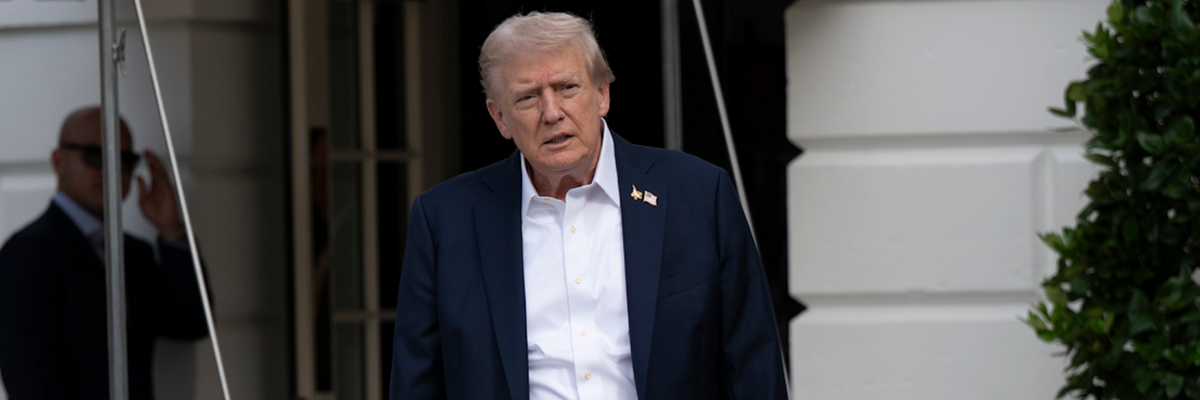 Donald Trump leaves the White House