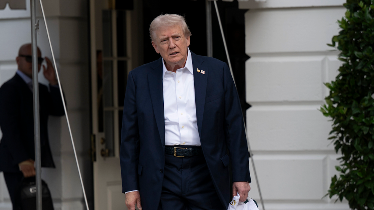 Donald Trump leaves the White House