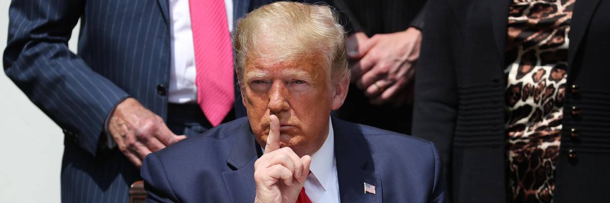 Donald Trump shushes