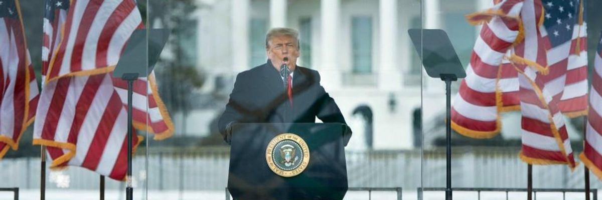 Donald Trump speaks on January 6, 2021.