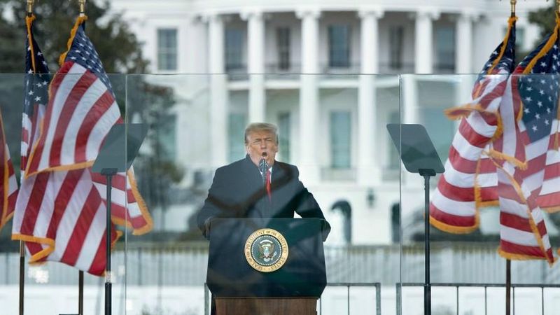 Donald Trump speaks on January 6, 2021.