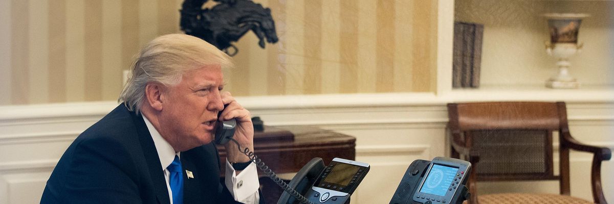 Donald Trump speaks on the phone