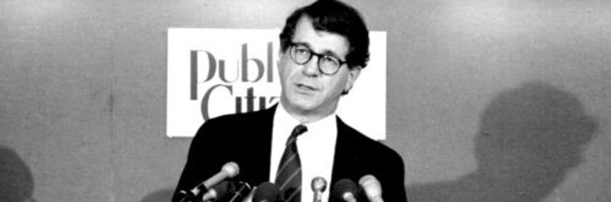 Dr. Sidney M. Wolfe standing at a Public Citizen podium.