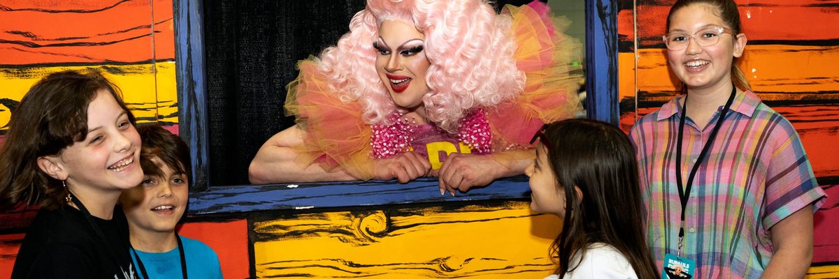 Drag queen with children