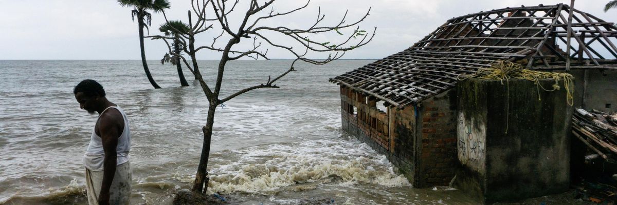 Due to sea-level rise, many islands in the Gangetic delta region of West Bengal, India are facing fast erosion.