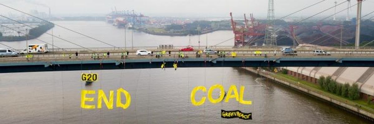 Amid G20 Talks, Greenpeace Activists Scale Bridge Demanding 'End to Age of Coal'