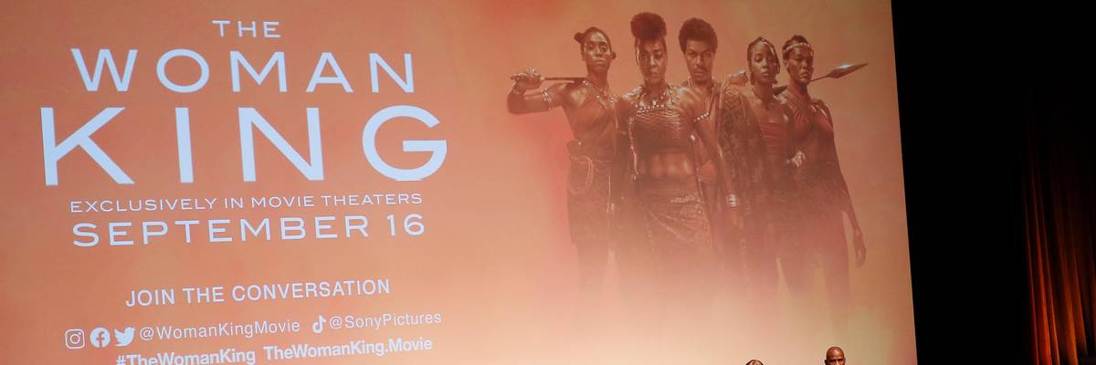 Dwandalyn Reece, Gina Prince-Bythewood, Viola Davis, Shiela Atim, Cathy Shulman, and Julius Tennon speak onstage during a special screening of The Woman King at the National Museum of African American History and Culture on September 15, 2022 in Washington, D.C.