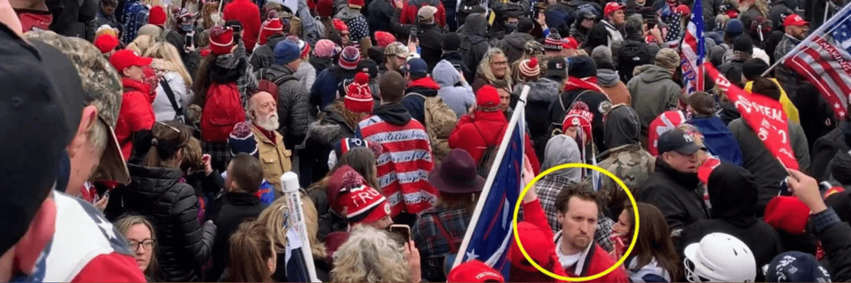 E.J. Antoni is seen in the crowd outside the Captiol on January 6, 2021