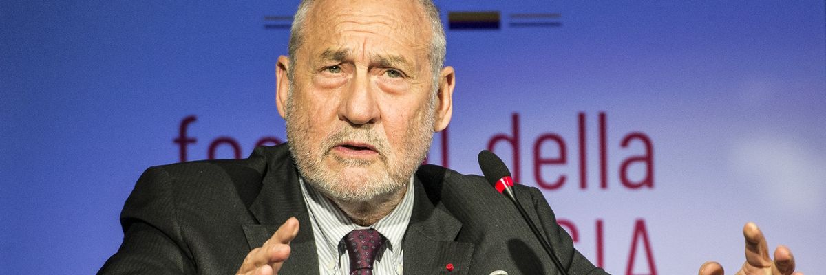 Economist Joseph Stiglitz speaks during an event.