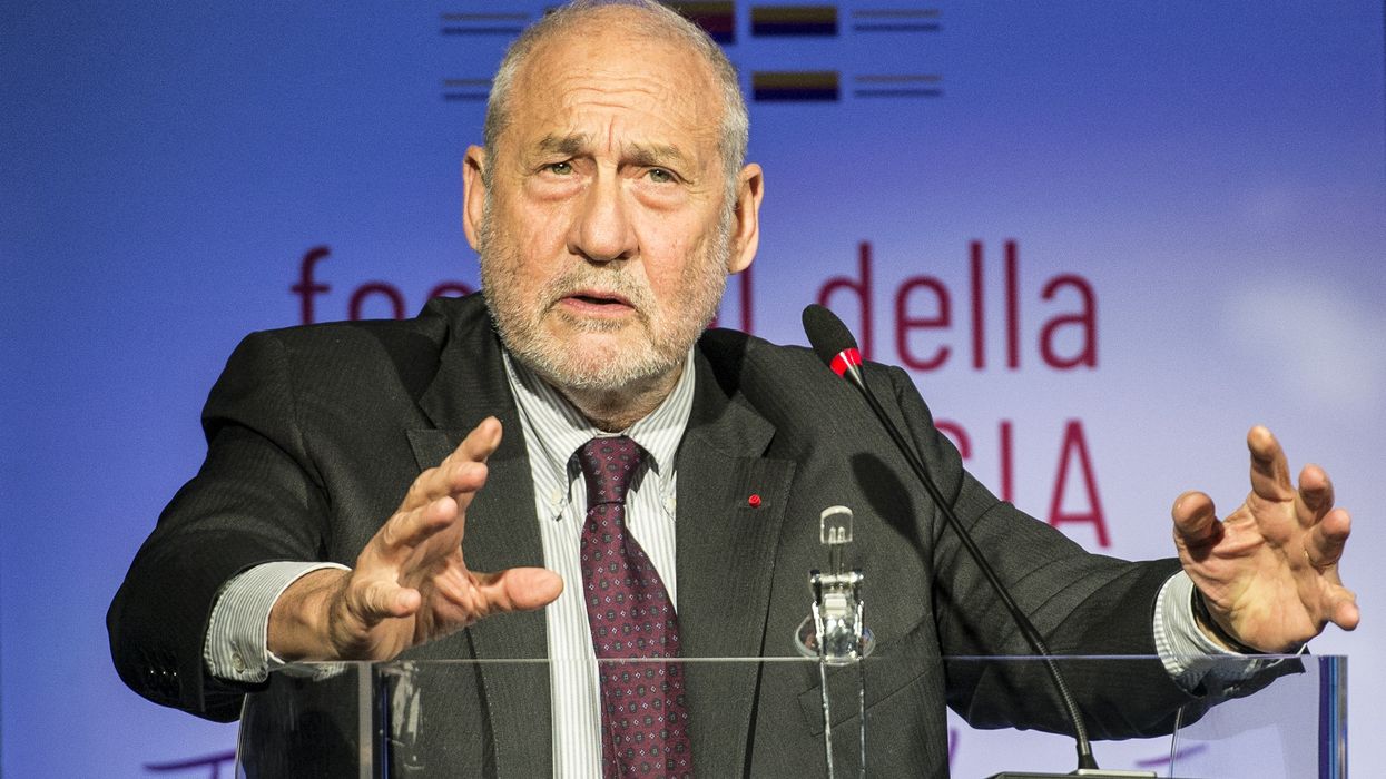 Economist Joseph Stiglitz speaks during an event.