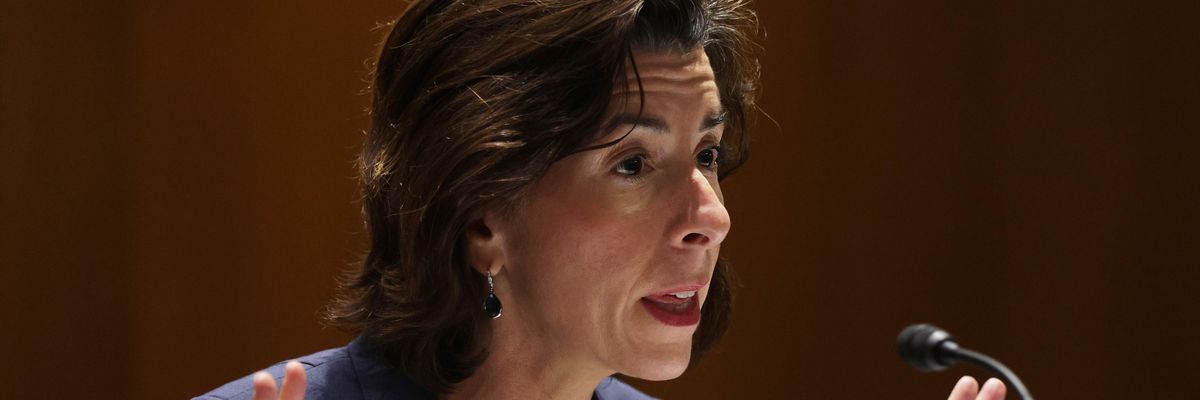 ecretary of Commerce Gina Raimondo testifies during a hearing before the Subcommittee on Commerce, Justice, Science, and Related Agencies of Senate Appropriations Committee