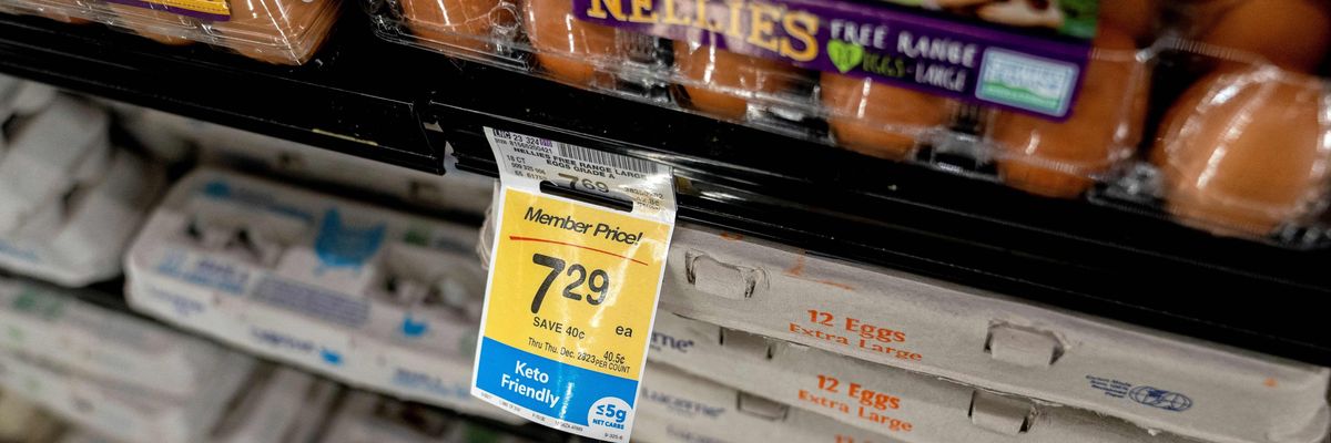Eggs are seen at a grocery store in Washington, D.C.