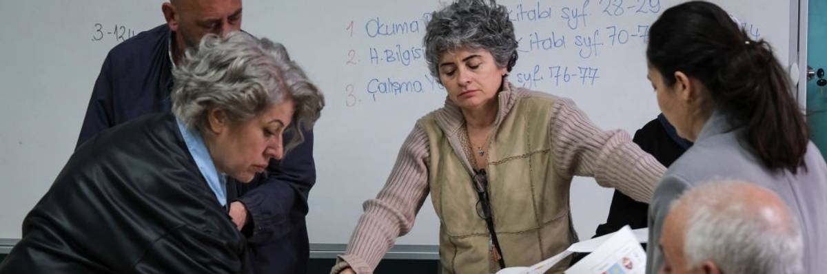 Election officials prepare to count ballots on May 14, 2023 in Istanbul, Turkey.
