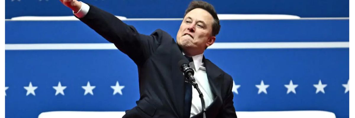 Elon does his famed Sieg Heil thing at CPAC