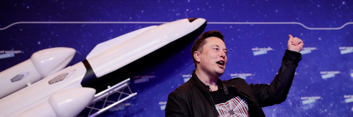 Elon Musk appears at an event in Berlin