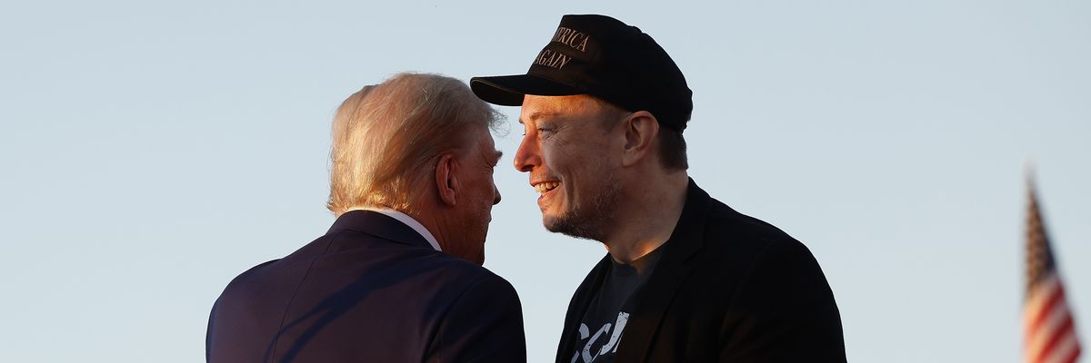 Elon Musk embraces Republican presidential nominee and former President Donald Trump
