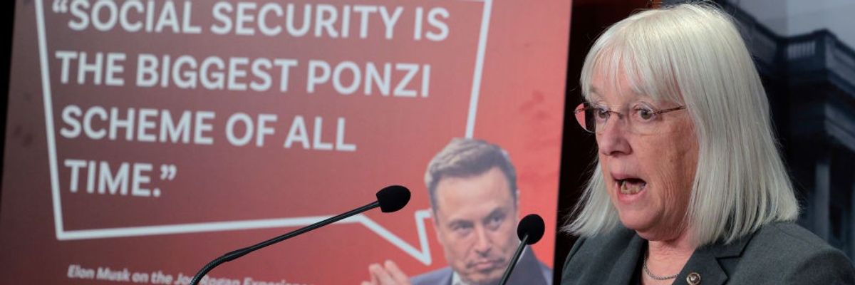 Elon Musk featured in a poster attacking Social Security