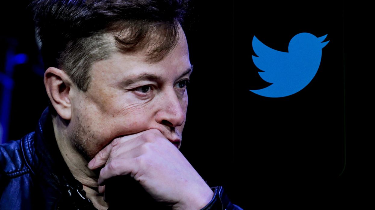Elon Musk is displayed next to Twitter's logo