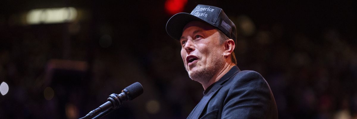 Elon Musk speaks before Republican presidential nominee Donald Trump