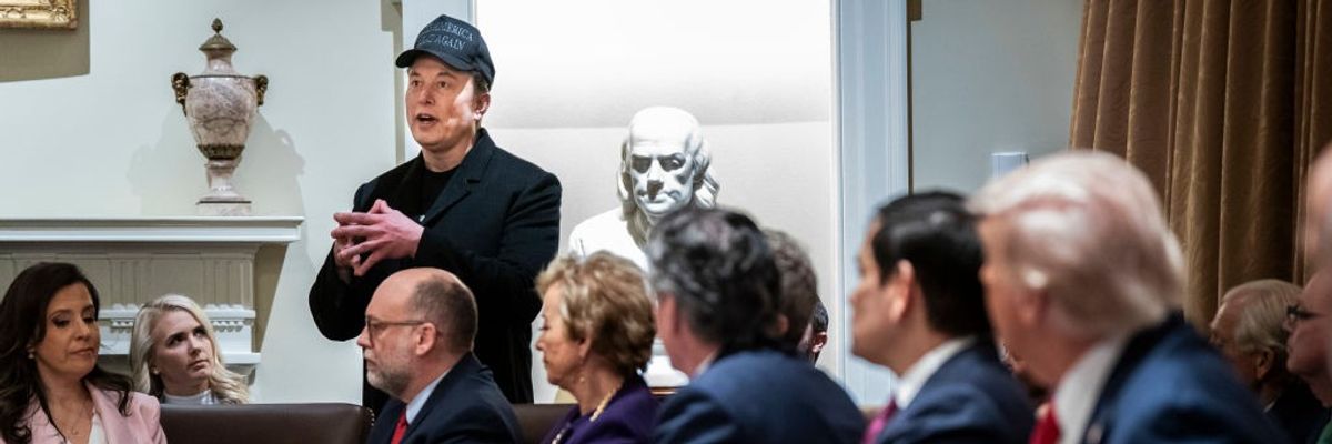 Elon Musk speaks during a Cabinet meeting