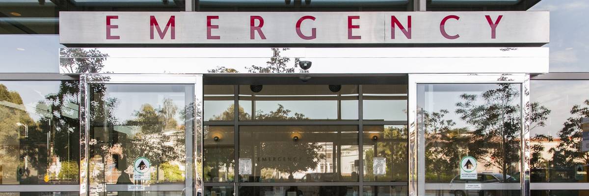 Emergency room sliding doors.