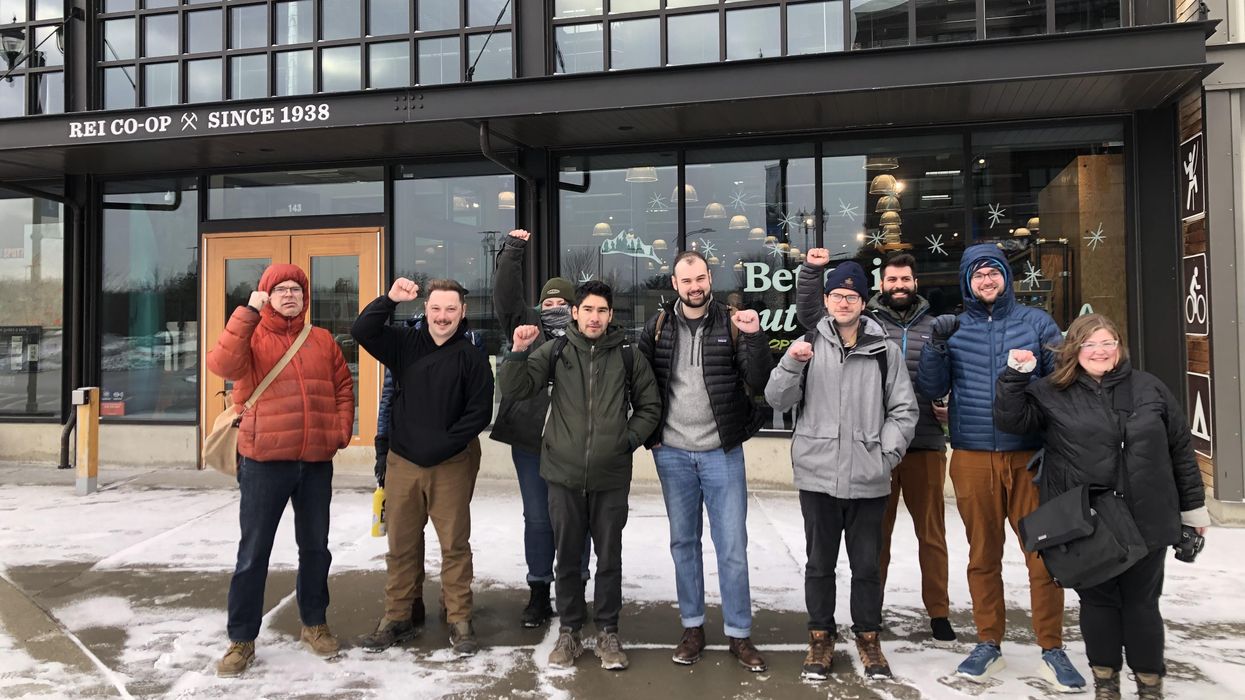 Employees of an REI store in Beachwood, Ohio walked out on an unfair labor practice strike on February 3, 2023.