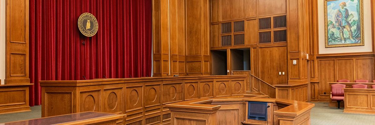 Empty trial court interior.