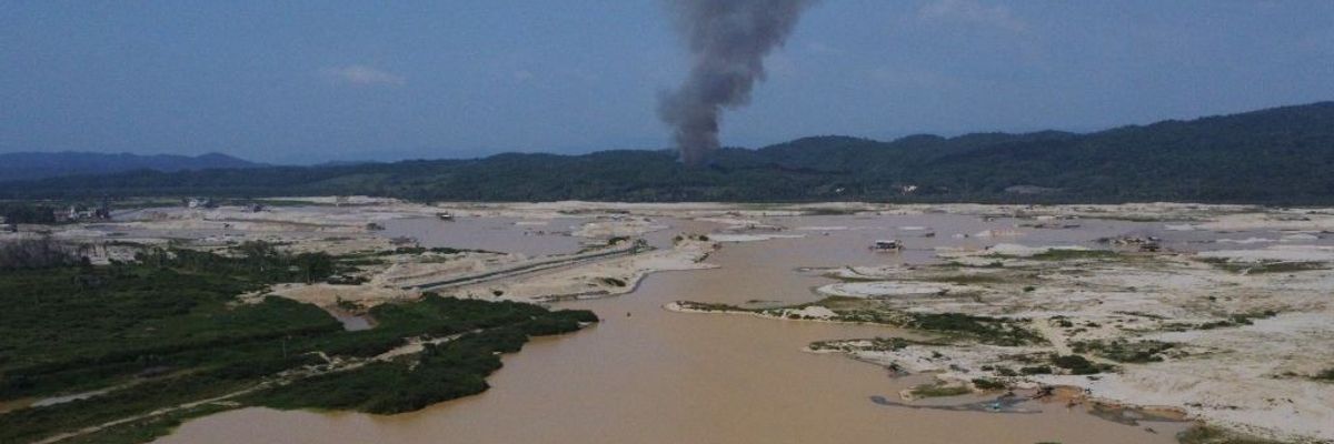 Environmental damage from mining in Colombia.
