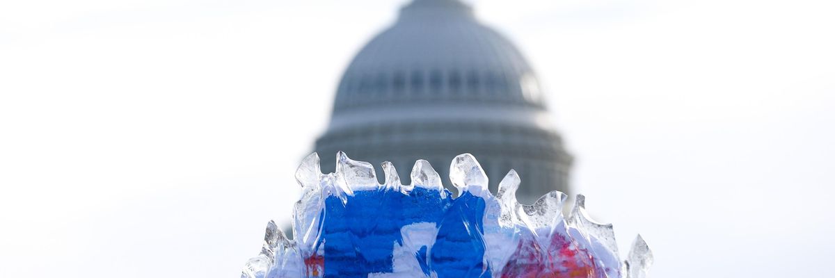 Facebook protest outside the U.S. Capitol.