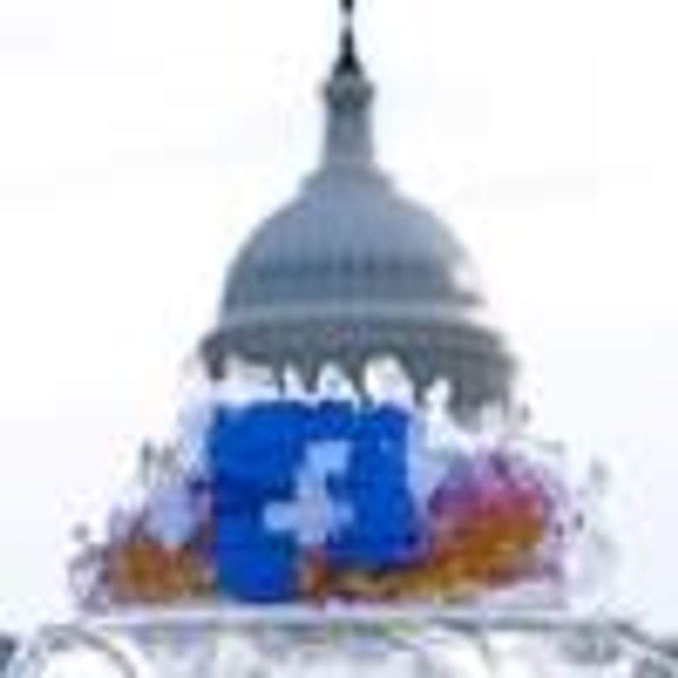 Facebook protest outside the U.S. Capitol.